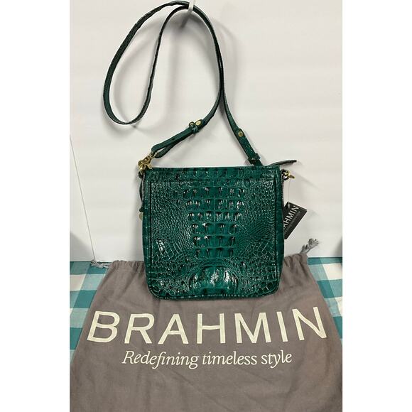 NWT Brahmin Cleo Peacock Melbourne Croc Embossed Crossbody / COA - Picture 9 of 9